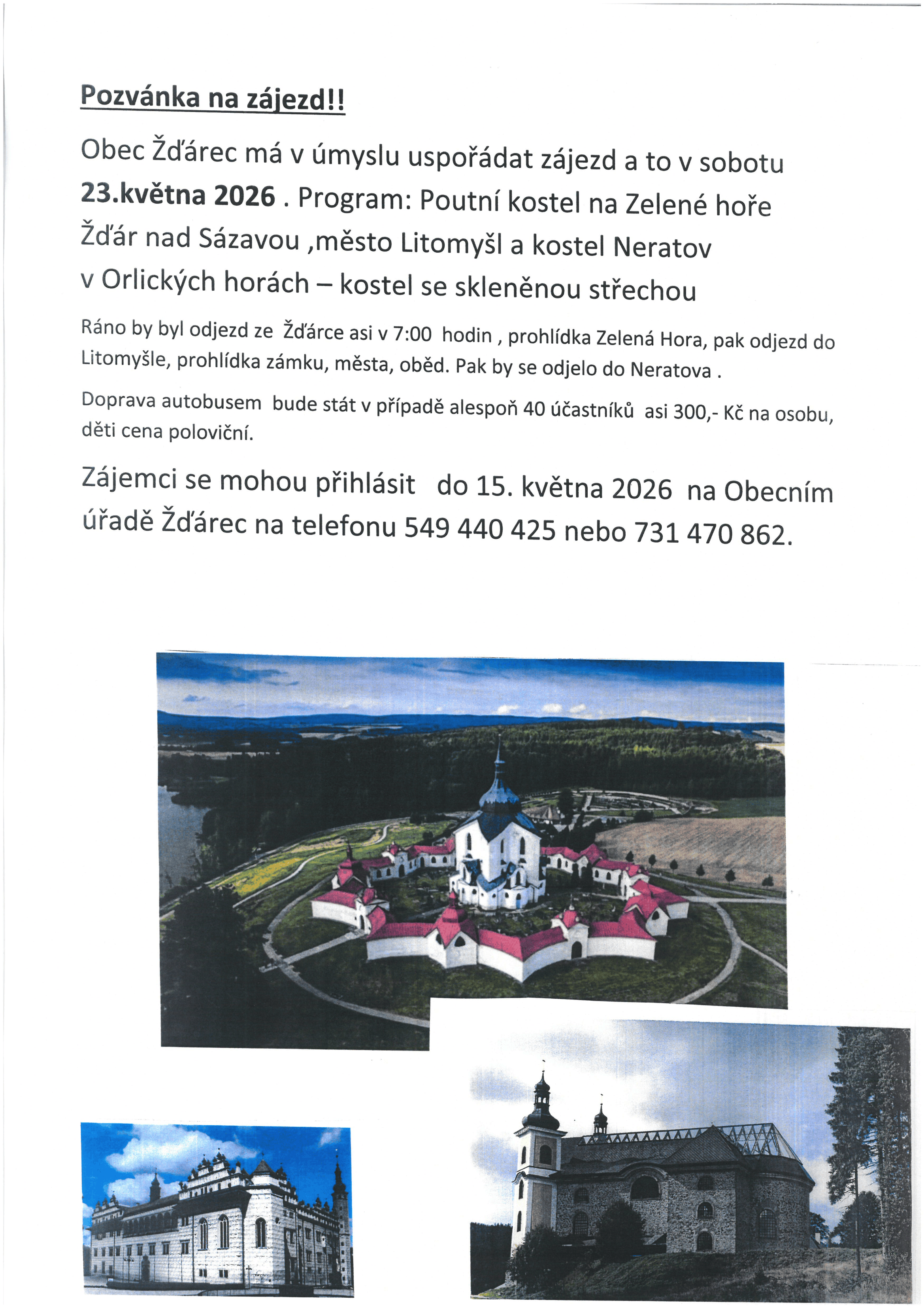 Obec Žďárec - Zájezd